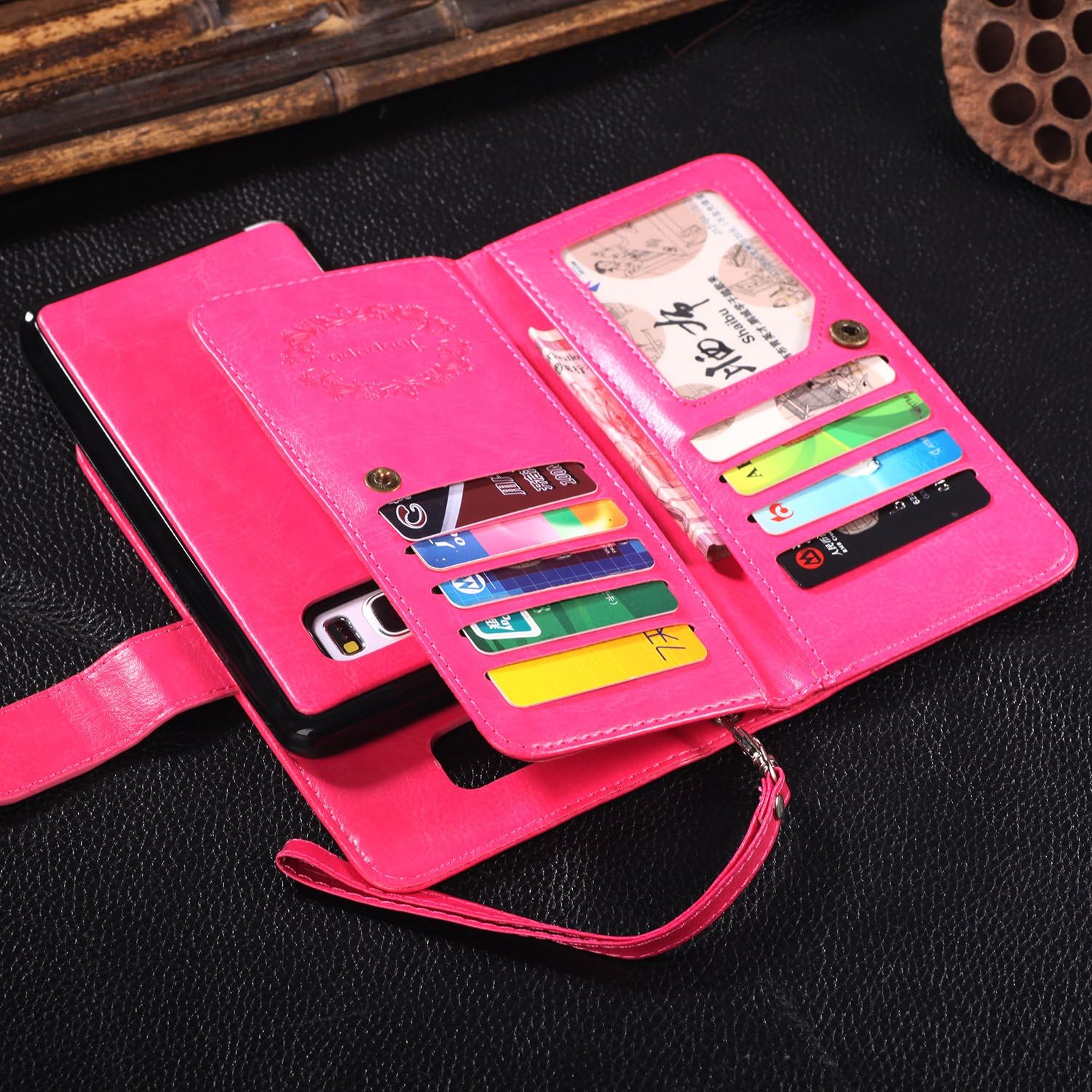 Joopapa Note 5 Case, Galaxy Note 5 Case, Galaxy Note 5 Wallet Case,Pu Leather Case Magnet Wallet Credit Card Holder Flip Cover Case Built-in 9 Card Slots & Stand Case for Samsung Galaxy Note 5 (Pink)
