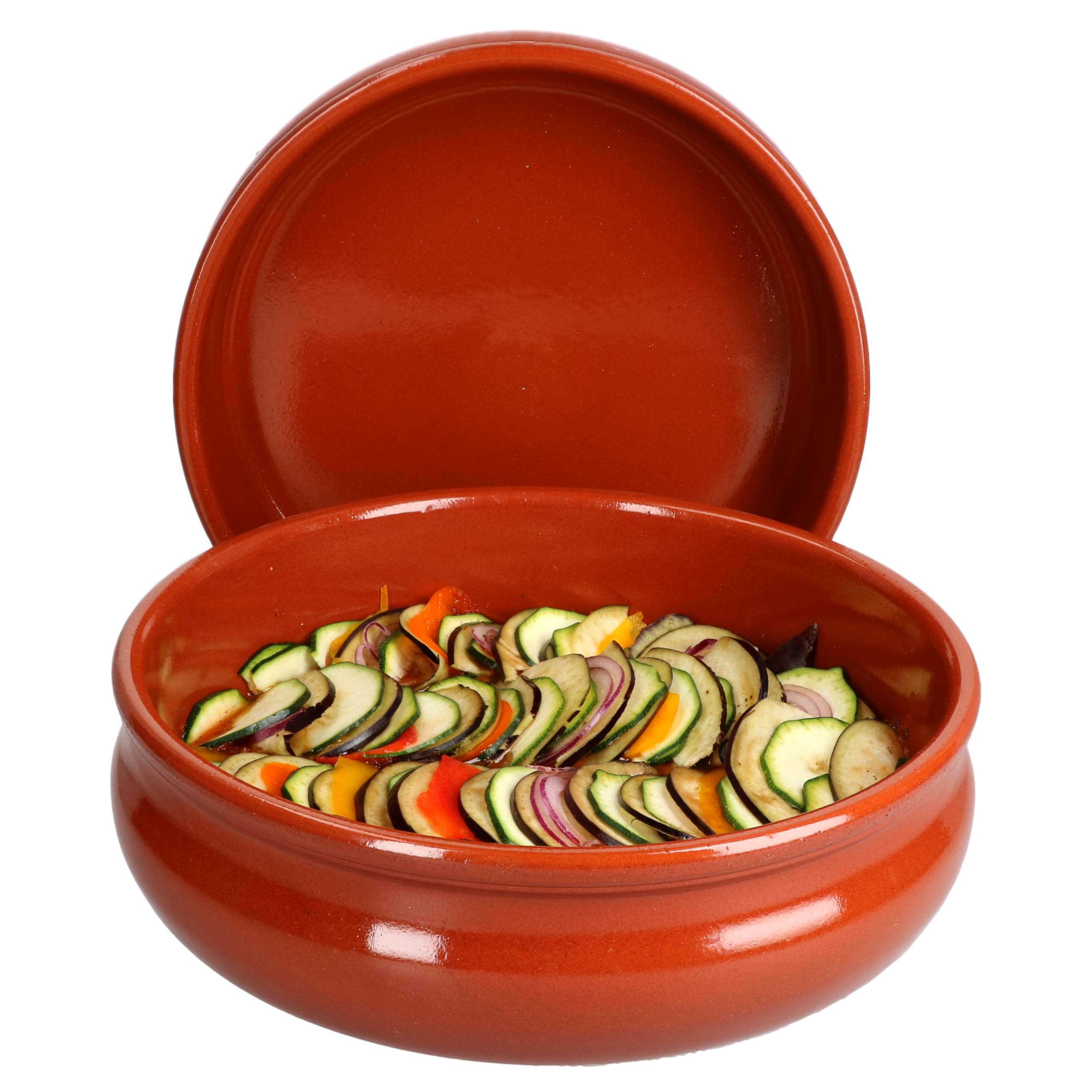 MamboCat Cazuela-Tonware – 2er Set, Durchmesser ca. 24 cm, Größe XL, Mediterran, Glasiert, Unikat Handarbeit