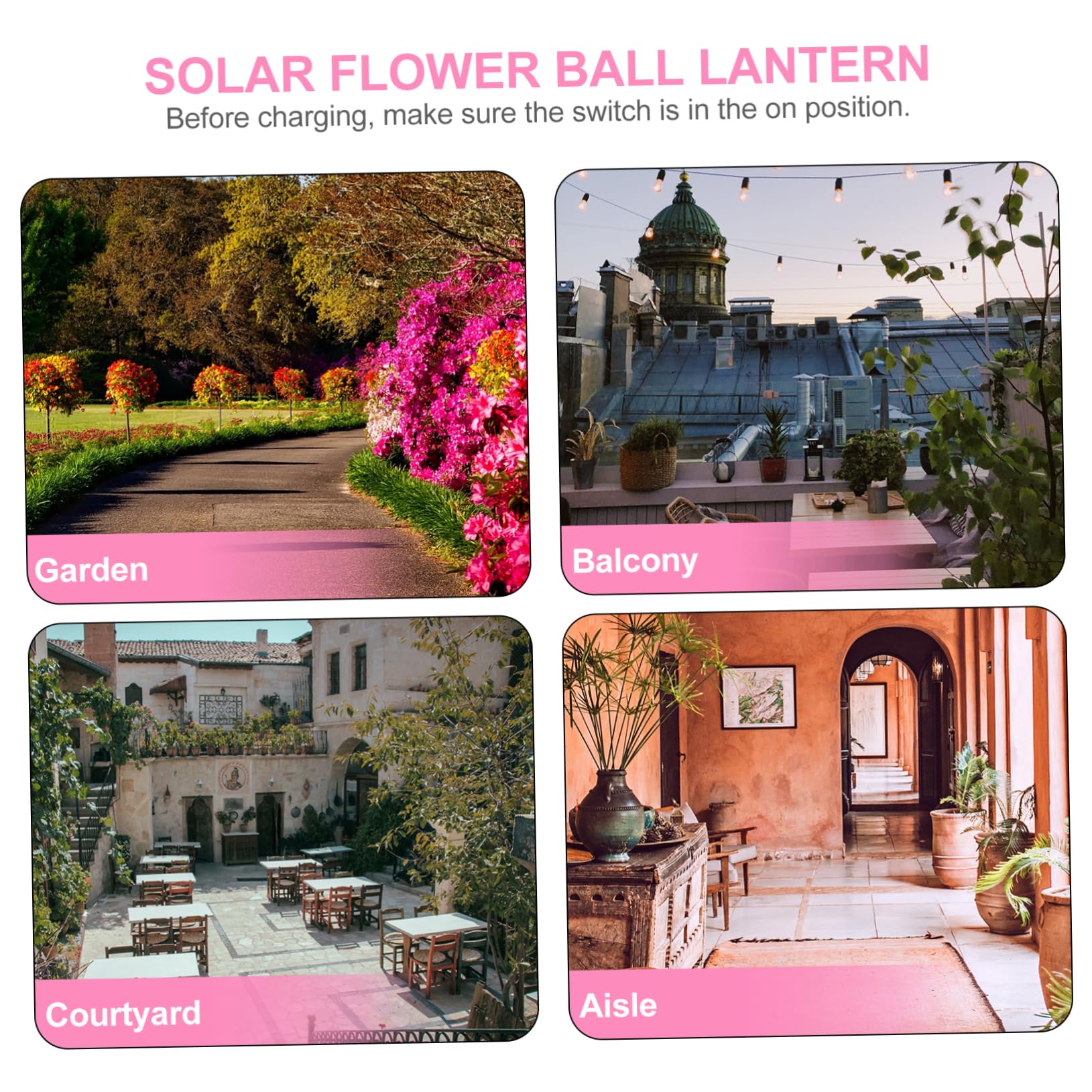 Lámpara Solar Colgante de Jardín en Forma de Bola Floral LED