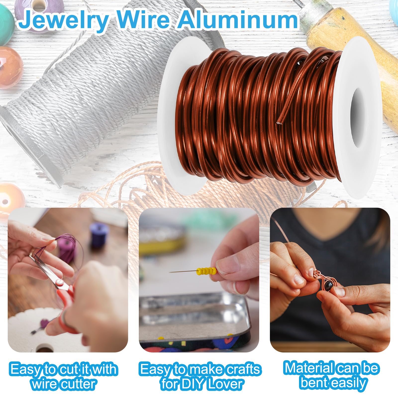 PATIKIL 10 Gauge 2.5mm Aluminum Craft Wire, 32.8Ft Metal Wire Armature Bendable Wire for Jewelry Making Metal Wrap DIY Bronze - Image 3