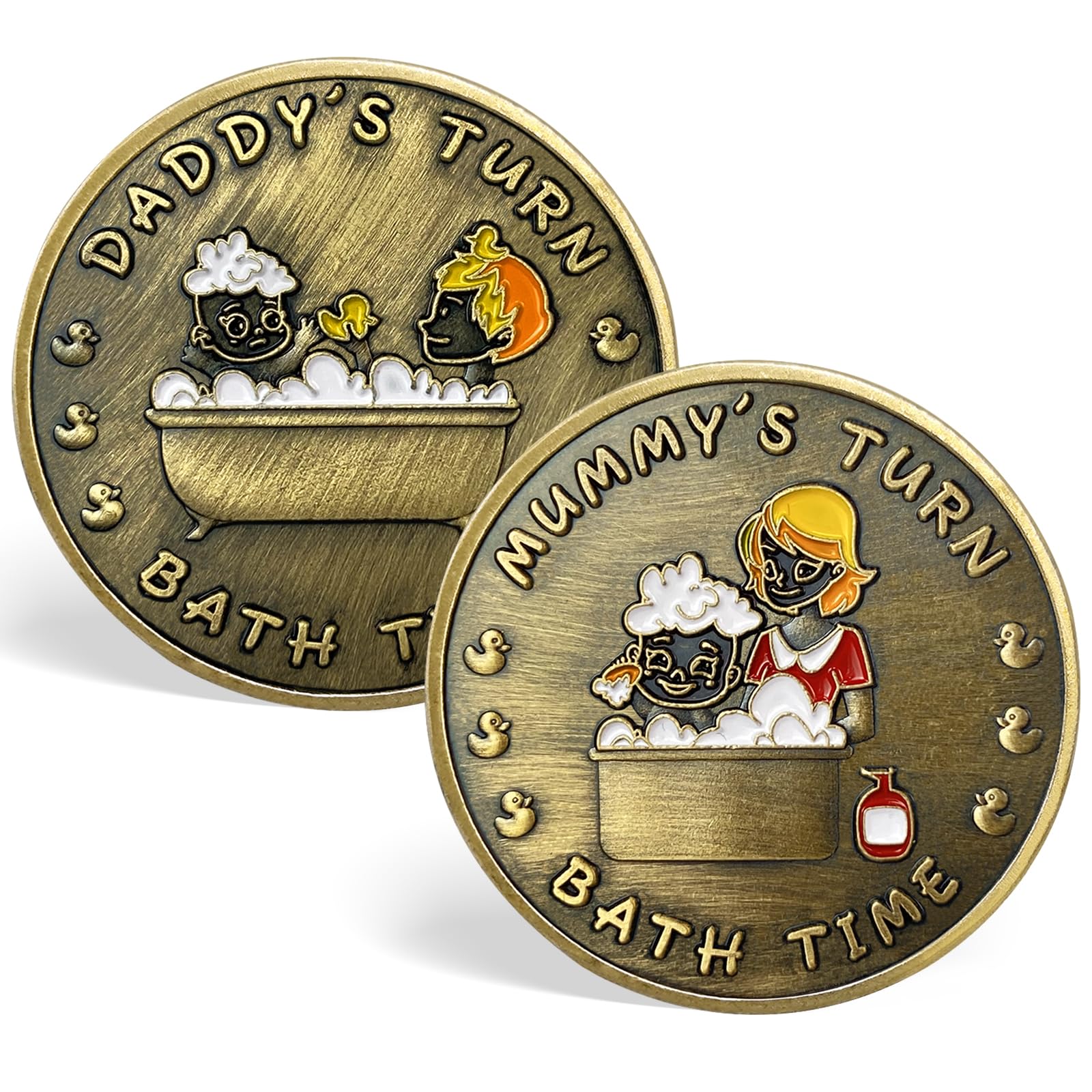 New Parent Decision Coin Funny New Baby Gift for First Time Moms Dads Cute New Parents Gift for Couples Women Men Moms Turn Dads Turn Coin Gag Gift for Baby Shower, Bath Time Pattern