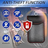 Vista 2 de Faraday - 2 bolsas para llaves de automóvil, bolsa de bloqueo de señal RFID, protector antirrobo, funda bloqueadora de señal de teléfono celular