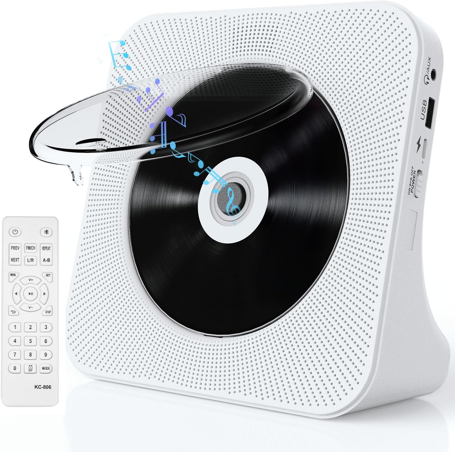 CD Player Portable with Speakers - Homlab Blutooth Desktop CD Players for Home with Dust Cover, FM Radio, Anti-skip Protection, Music Player Home Audio Boombox with LCD Display, Remote, Aux Input