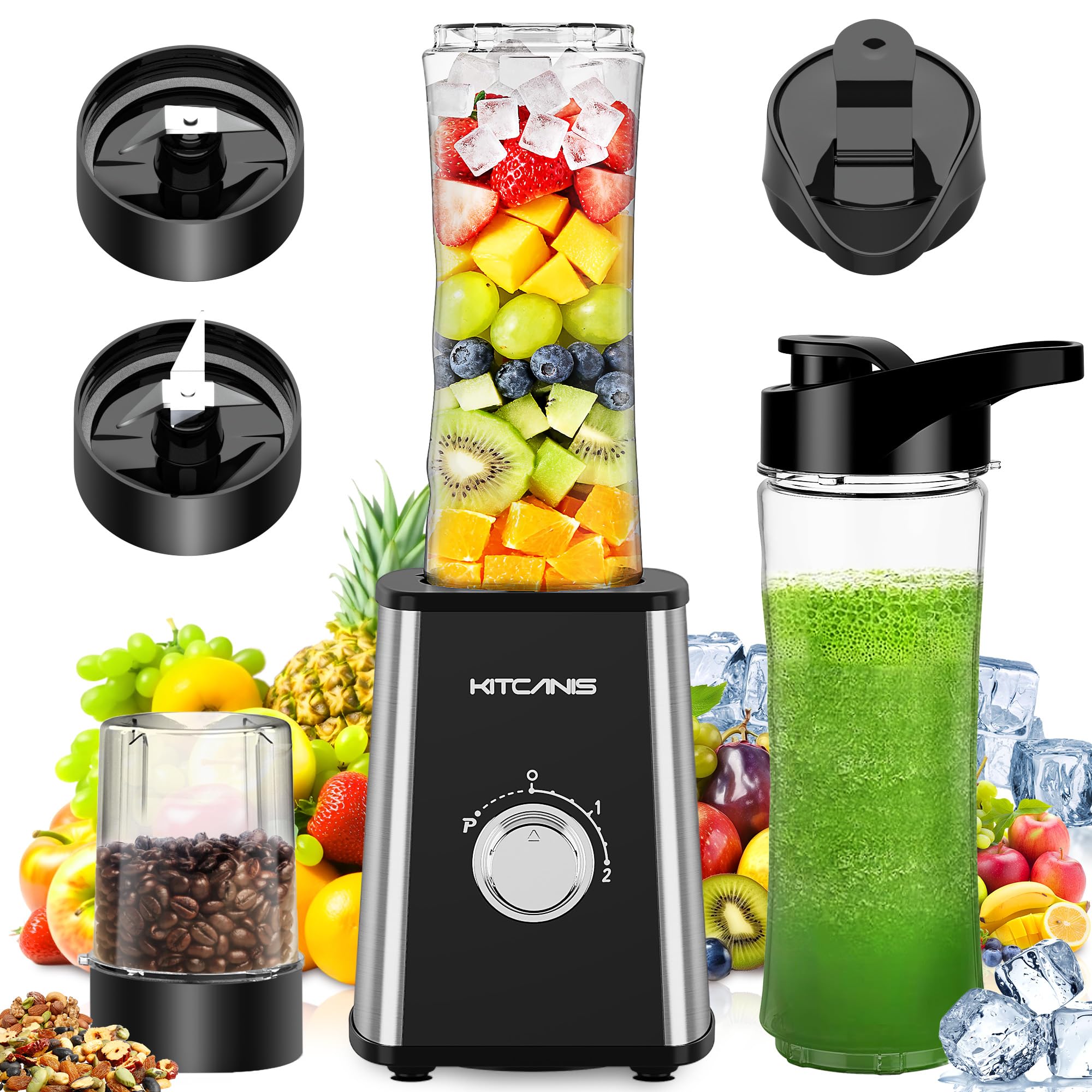 KOIOS Frullatore 1000W 12 Pezzi – Macinacaffè, 2 Tazze 22oz, Lama Rimovibile, Per Frullati E Smoothie - 2