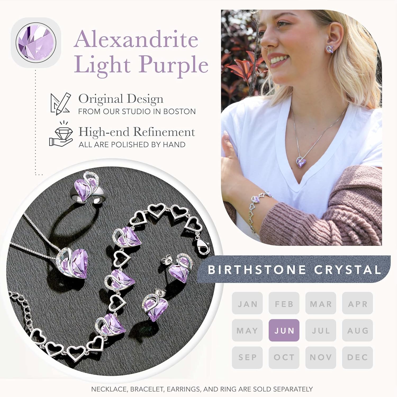 Leafael Infinity Love Heart Link Bracelets, Birthstone or Healing Stone Crystal Bracelet for Women, Silver Tone Jewelry Gifts for Her, 7-inch Chain and 2-inch Extender - Image 4