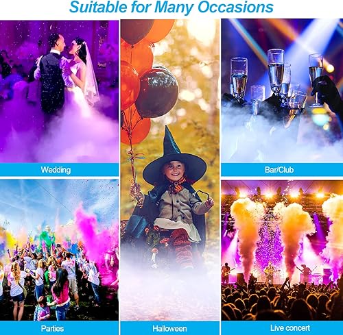 Miniatura 7 de HAKUTA - Máquina de niebla automática de 900 W con 6 luces LED y 7 variaciones de color, salida de 2000 CFM con control remoto inalámbrico para