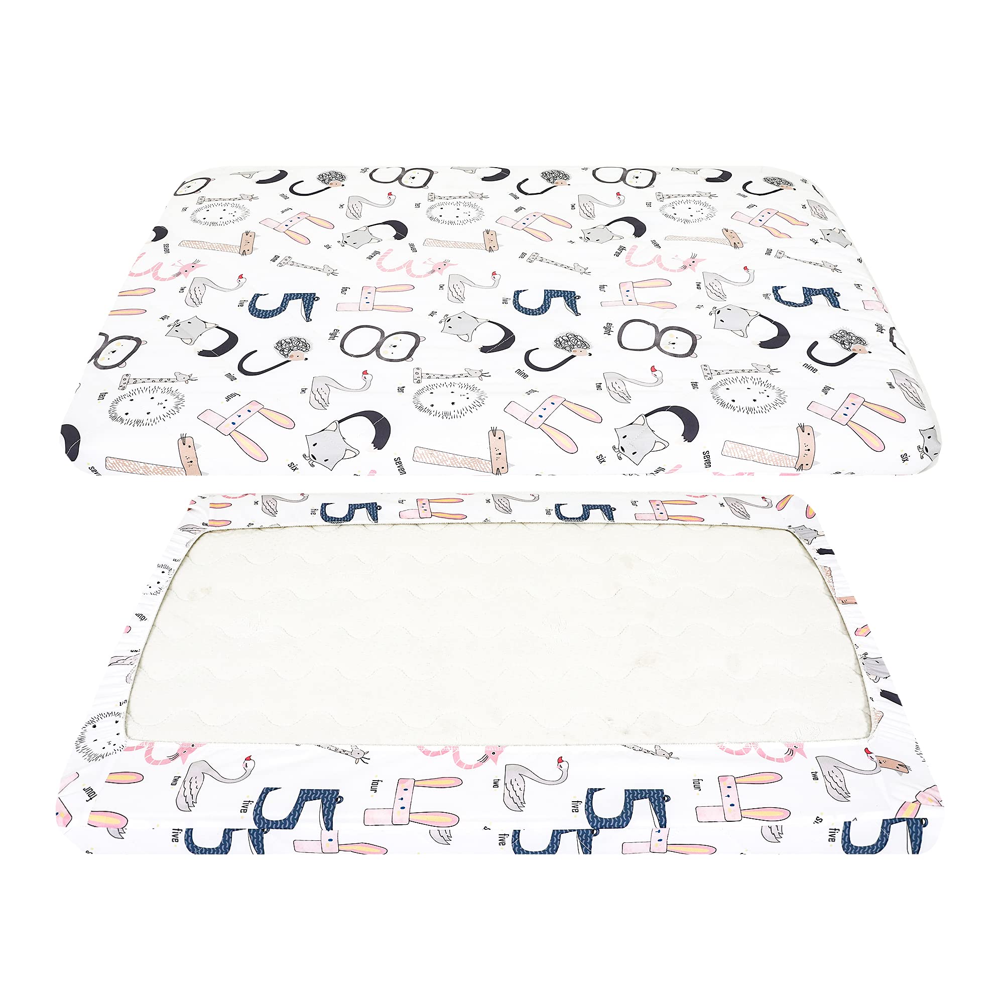 TILLYOU Cloudy Soft Pack and Play Sheet Quilted, Breathable Thick Play Yard Playpen Sheets, 39"x27"x5" Fit Mini/Portable Crib Mattress Pad Pack N Play Mattress Pad, Numbers