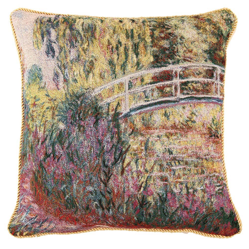 Signare Japanese Bridge Tapestry Cushion Cover – 18 X 18 Inches (45Cm X 45Cm) – Decorative Sofa Cushion Inspired By Artistic Masterpieces (, Cushion Cover Only)
