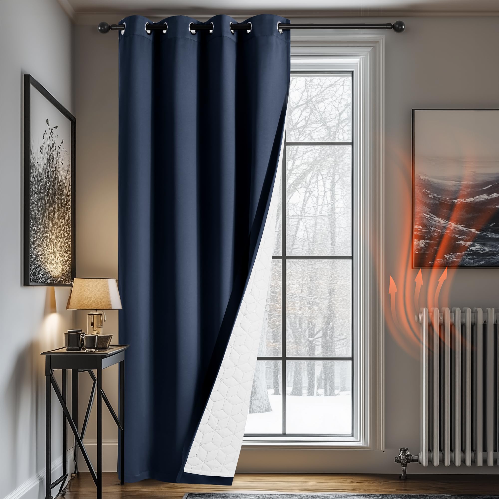 Deconovo Door Curtain Thermal, Blackout Curtain 90 Inch Drop, 2-Layers