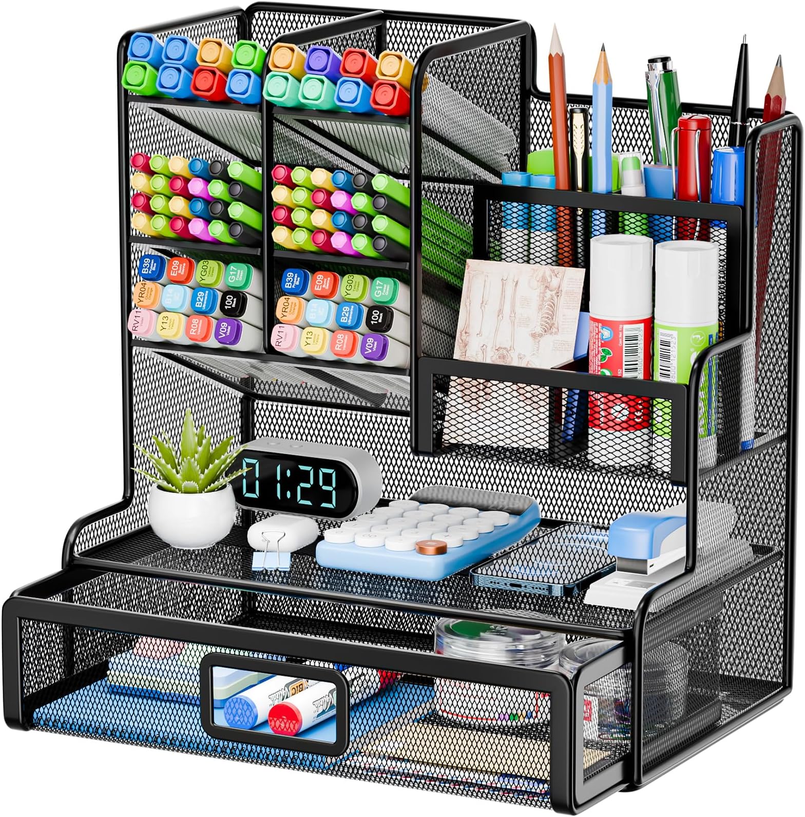 Dfito Rangement bureau, Organisateur de Bureau en Métal Maillé Avec
