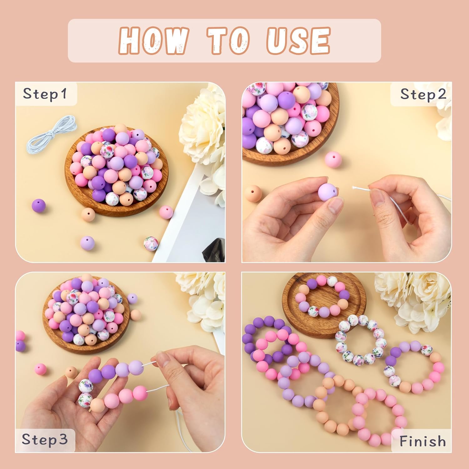 120 Pcs 15mm Silicone Beads for Keychain Making Bracelets Pink Black Leopard Print 6 Mixed Colors Silicone Round Beads Bulk for Crafts Pens Making - Image 6