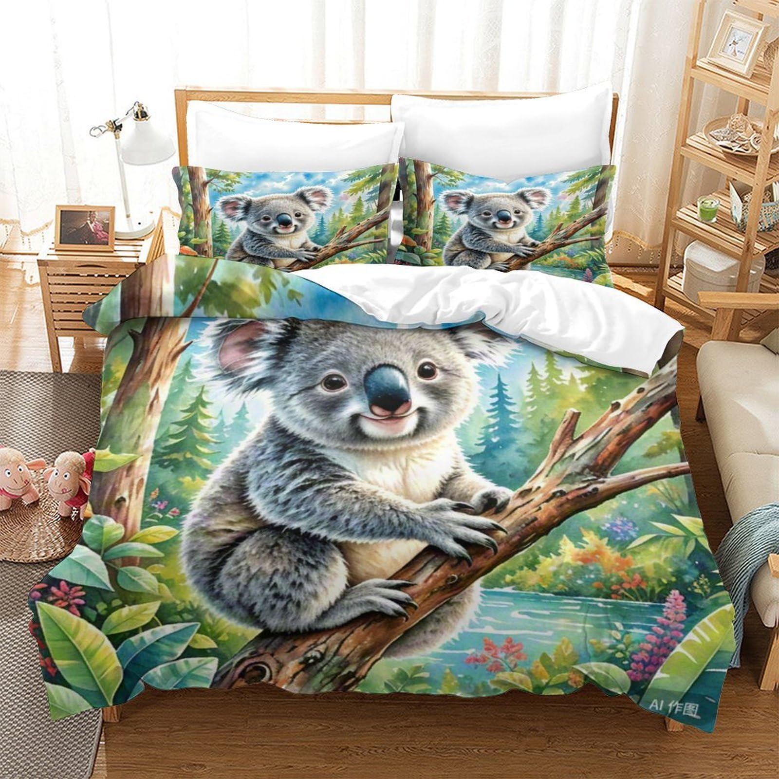 Housse de couette koala impression 3D de qualité supérieure en microfibre