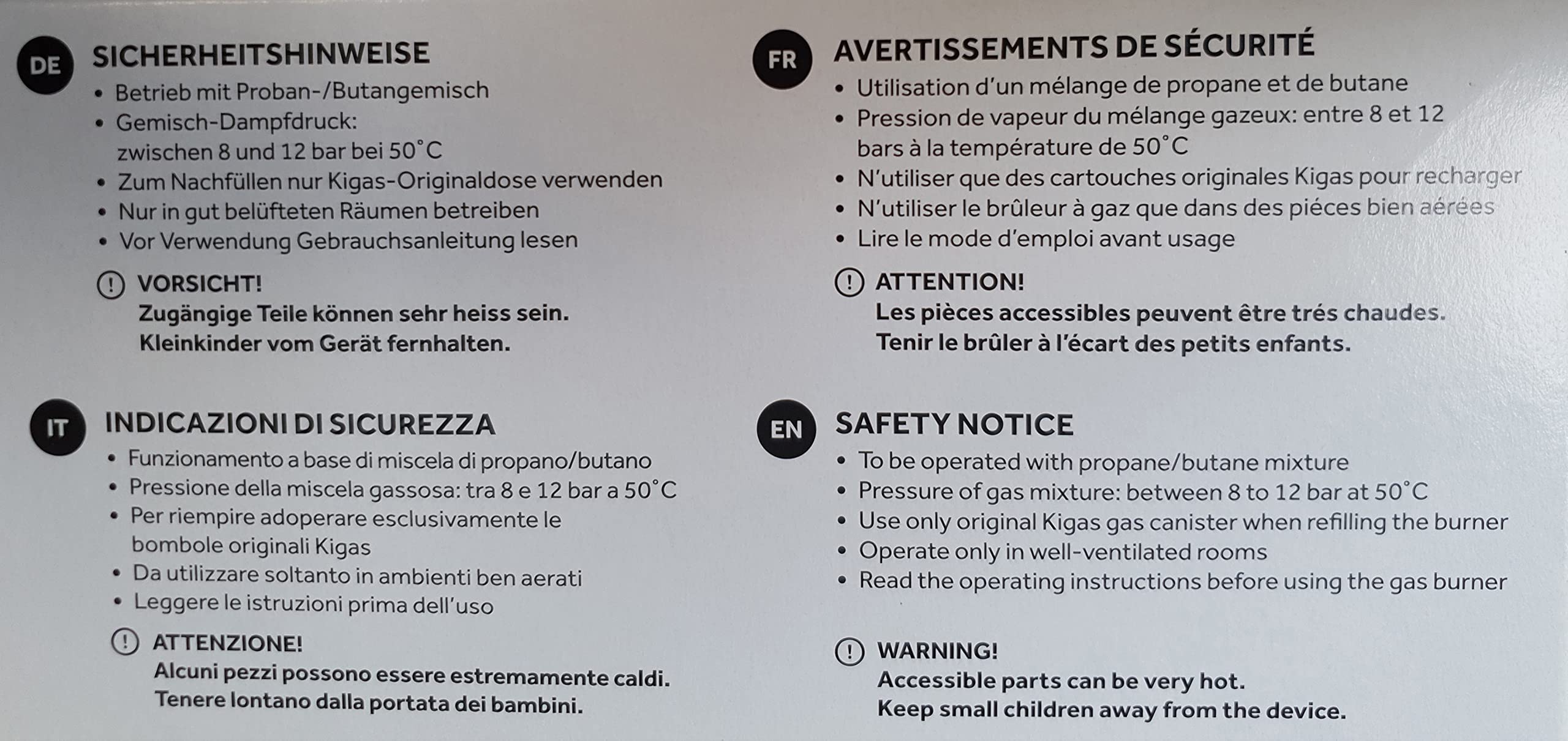 Kisag Brûleur à gaz de sécurité 8431 - 1,1 kW - Puissant brûleur à fondue en acier inoxydable noir