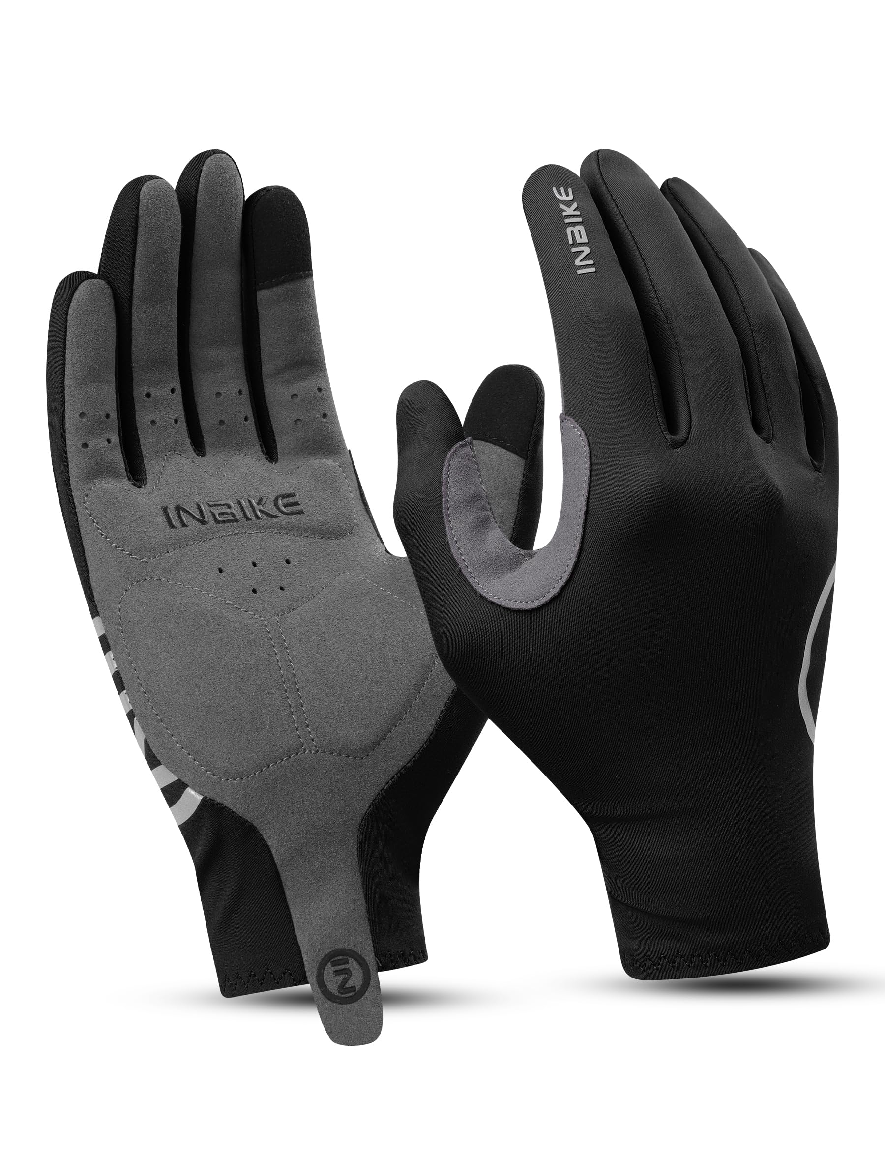 INBIKE Fahrradhandschuhe Herren Damen Lang Sommer Atmungsaktiv Radhandschuhe MTB Handschuhe Langfinger Reflektierende Anti-Rutsch für Radfahren Rennrad Sport