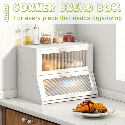 Miniatura 16 de Panera grande de doble capa de bambú para encimera de cocina, contenedor de pan, contenedor de almacenamiento de pan de granja, capacidad