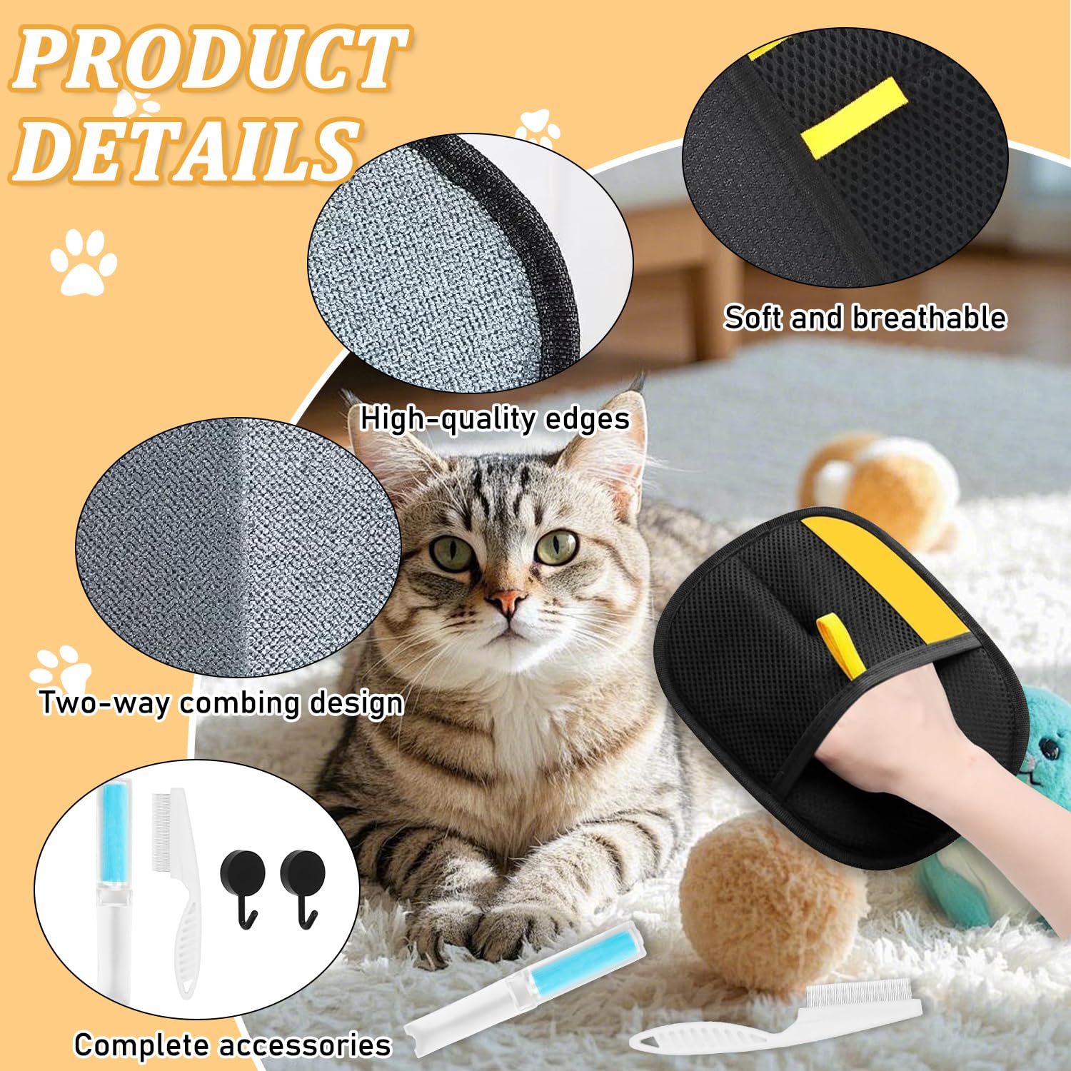 Rimozione Dei Peli Di Gatti Guanti, 2 Guanti Peli Gatto Antistatici