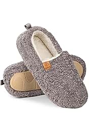 Women’s Soft Curly Full Slippers Memory Foam Lightweight House Shoes Cozy Loafer with Polar Fleece Lining