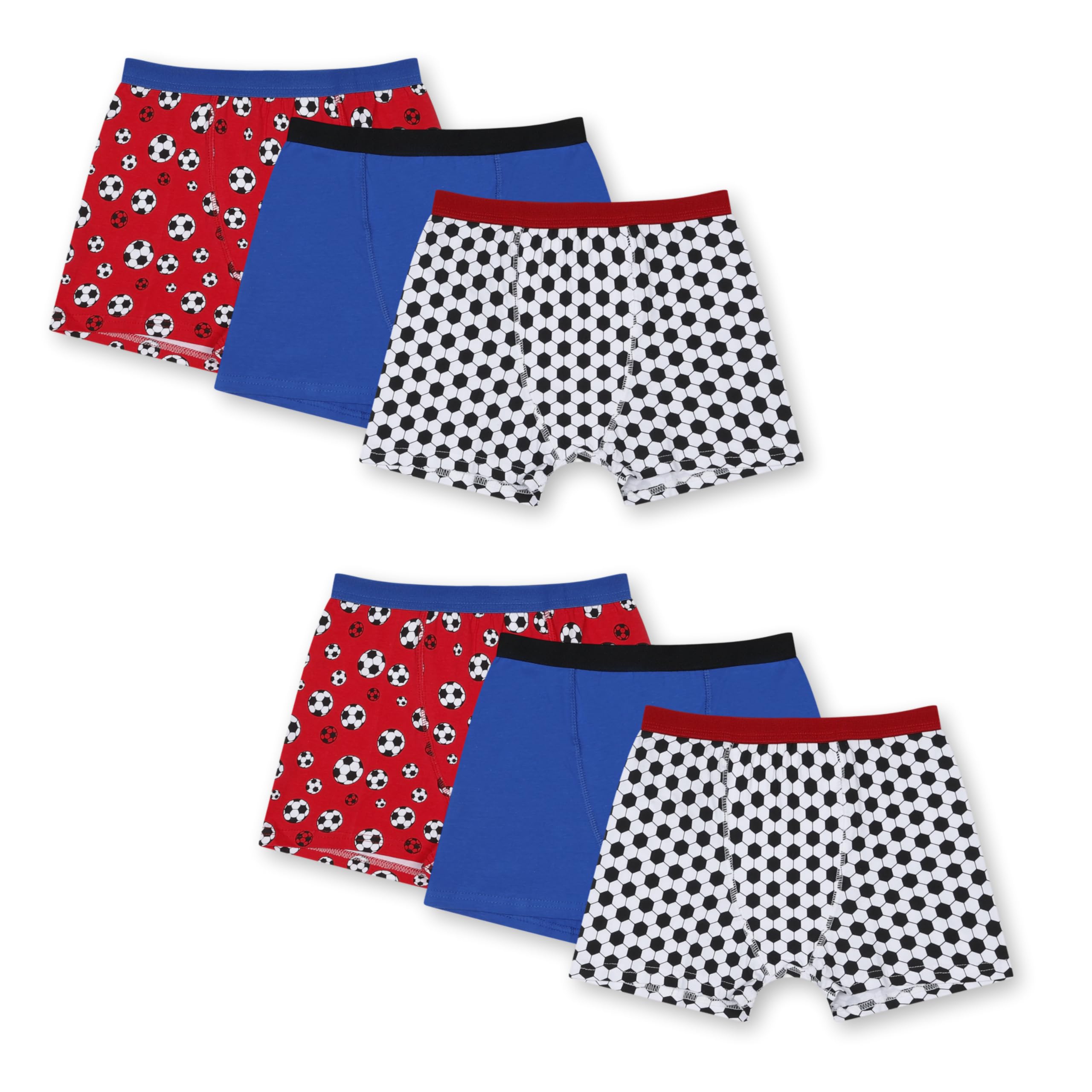 Ex Uk Store Boys 6 Pack - Football Trunks (216) Boxer Shorts 6 Pack Football Print Cotton Trunks 7 To 13Y Soft Comfy Underwear - Football 11-12 Years