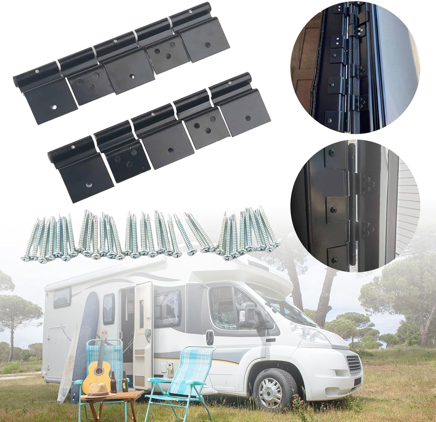 RV Entry Door Friction Hinge Kit - Replacement Hardware for Campers, Trailers & Vans - Easy Install with Screws
