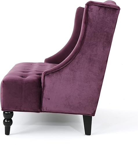 Miniatura 4 de Christopher Knight Home GDFStudio Leona Modern Glam - Sofá biplaza de terciopelo copetudo, pasas y marrón oscuro