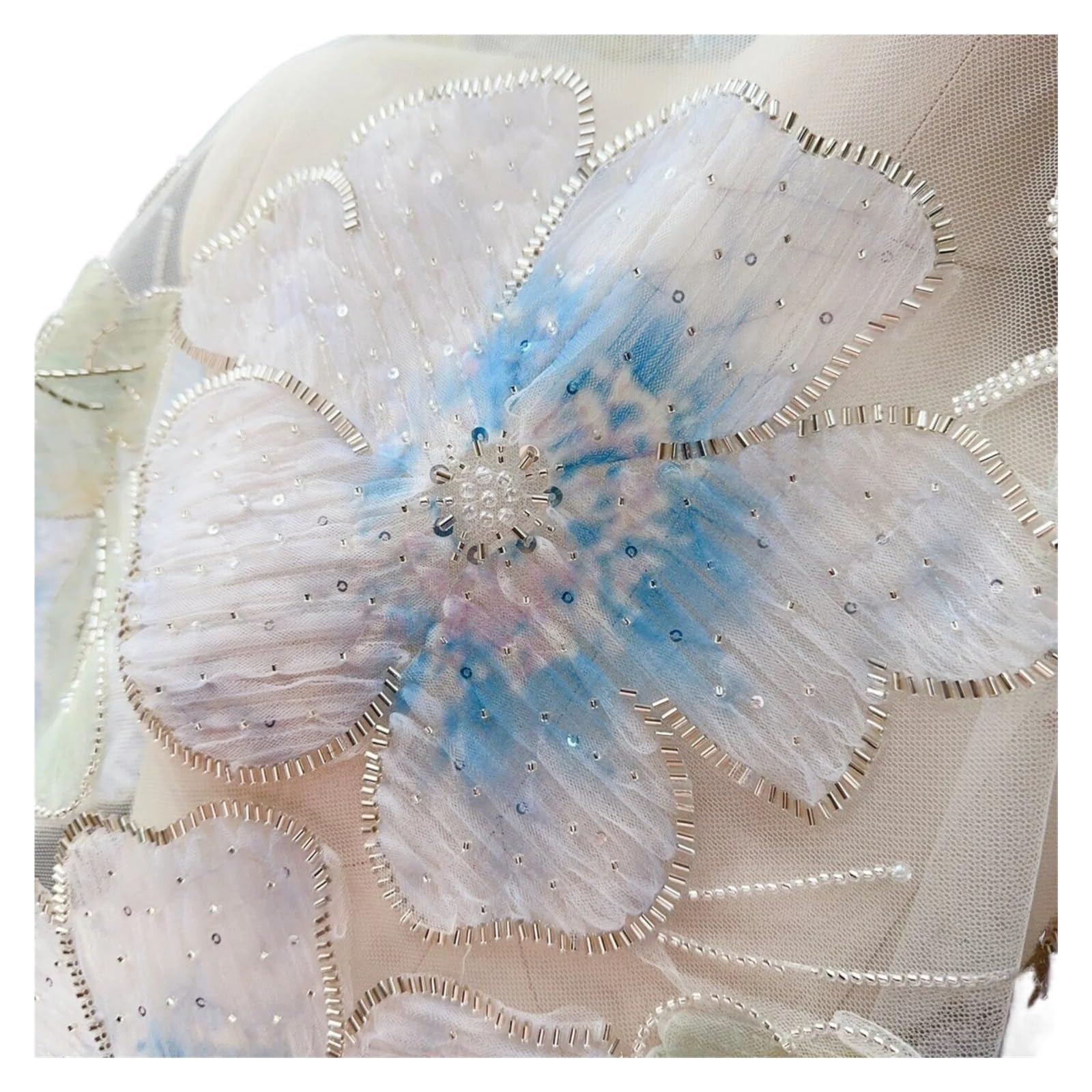 Tela De Tul 1PCS 50.3in*12.5in Floral Tie Dye Mesh Fabric
