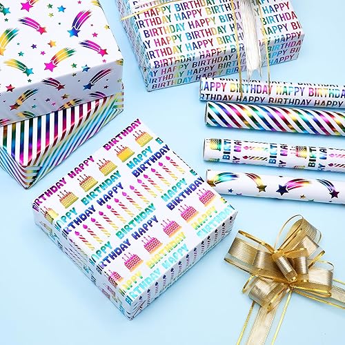 Miniatura 3 de THMORT Rollo de papel de regalo de cumpleaños con un kit de cortador para niños y niñas, adultos, niños, princesas de Barbies rosadas, 17 x 120