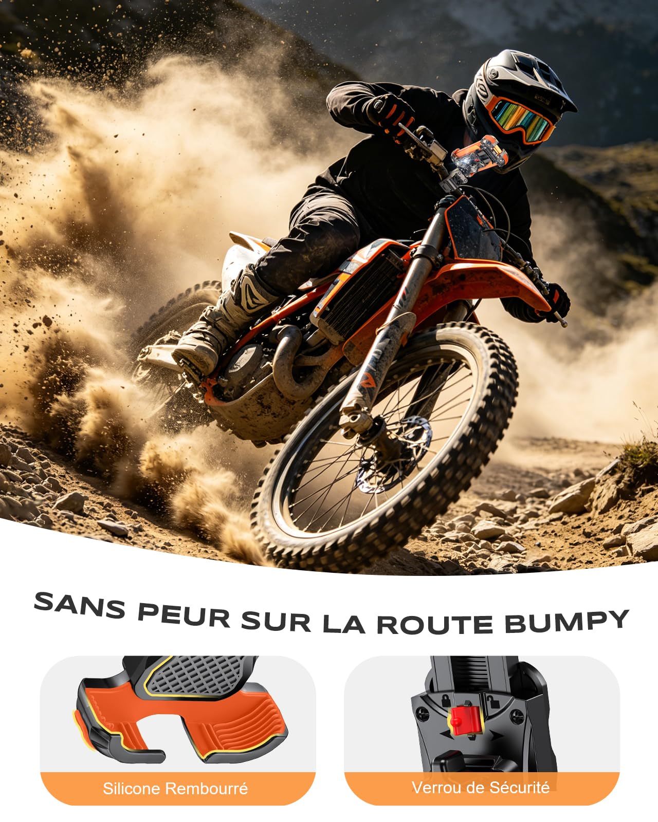 Babacom Support Telephone Moto Anti-Vibration, [1s Verrouillage Sécurisé & Antichoc] Support Telephone Velo Guidon, Accroche Solide & 360° Rotation, Installation Rapide, pour 4,7-6,8" Smartphone