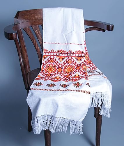 Miniatura 3 de 78.7x11.8 in Ucrania Rushnyk mano punto de cruz bordado naranja decoración de la boda