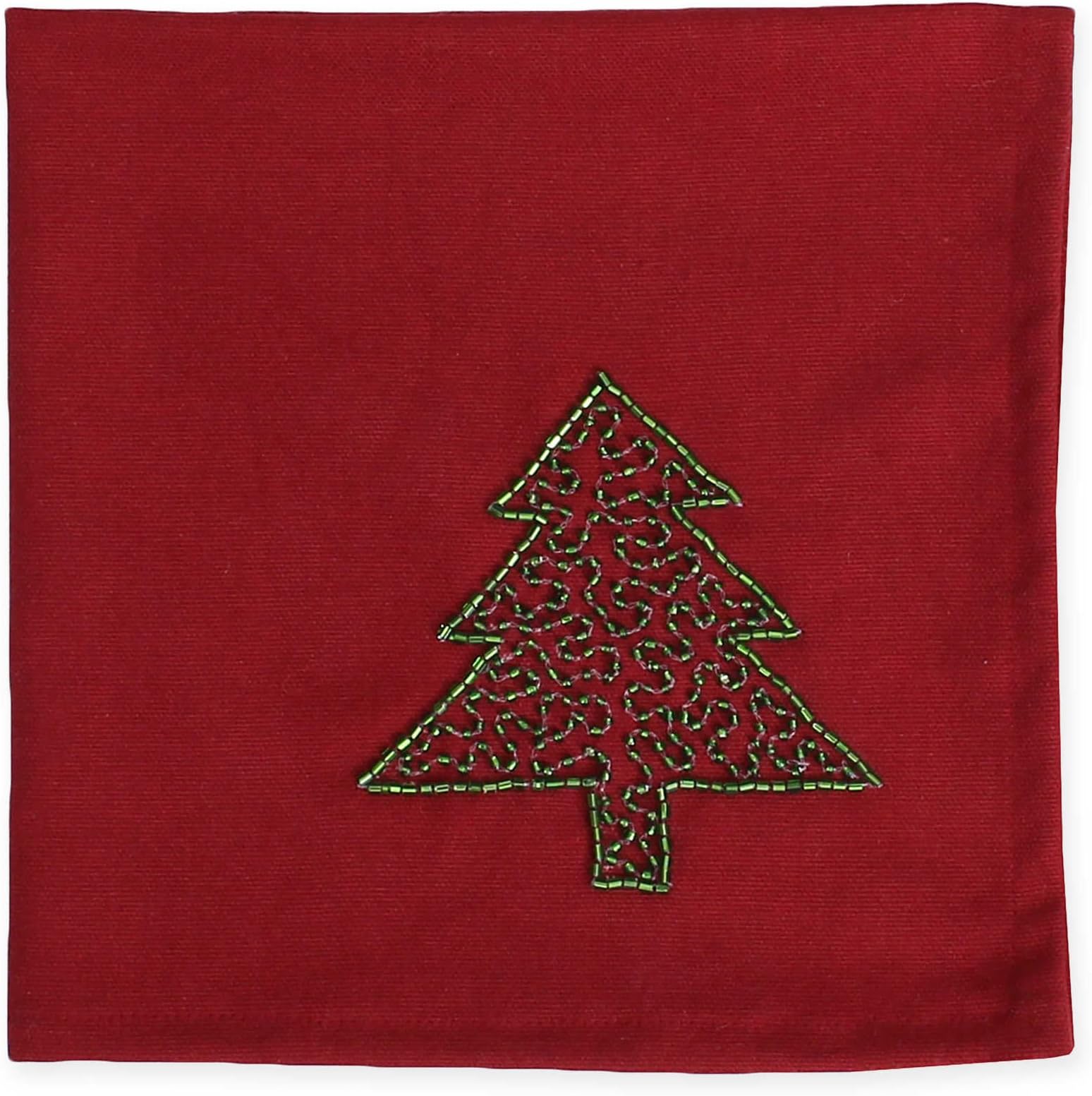 Thro by Marlo Lorenz Beaded Christmas Tree Cloth Dinner Napkins, Set of 4