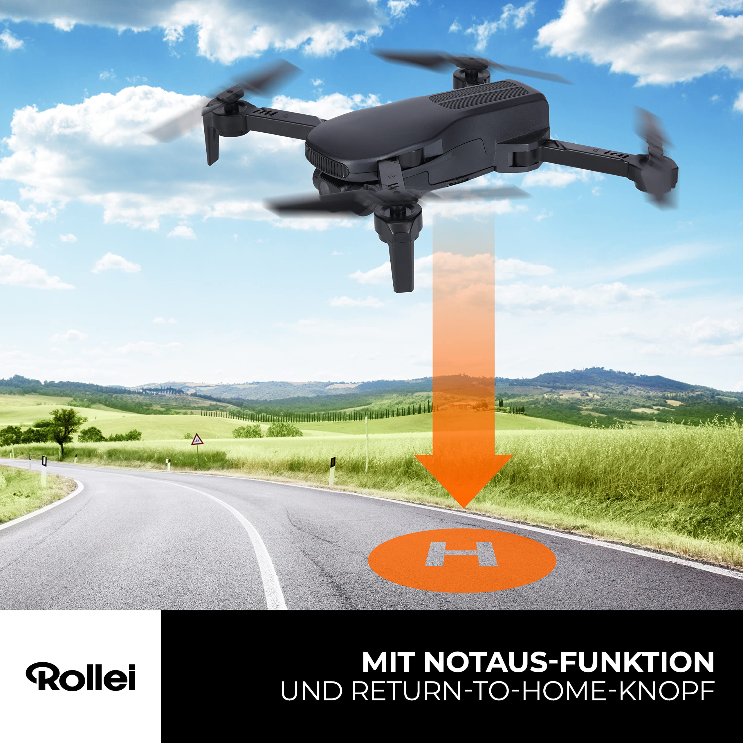 Rollei Fly 80 Combo dron, transmisja obrazu WiFi na żywo, 6-osiowy żyroskop, kamera Full HD, długi czas lotu, sterowanie aplikacją i zdalna obsługa