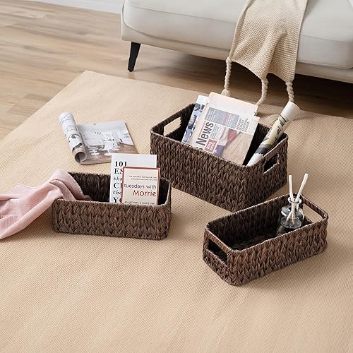 Miniatura 8 de GRANNY SAYS Cestas de almacenamiento para estantes, juego de cestas impermeables para organizar, cesta de mimbre para inodoro, cestas de mimbre con