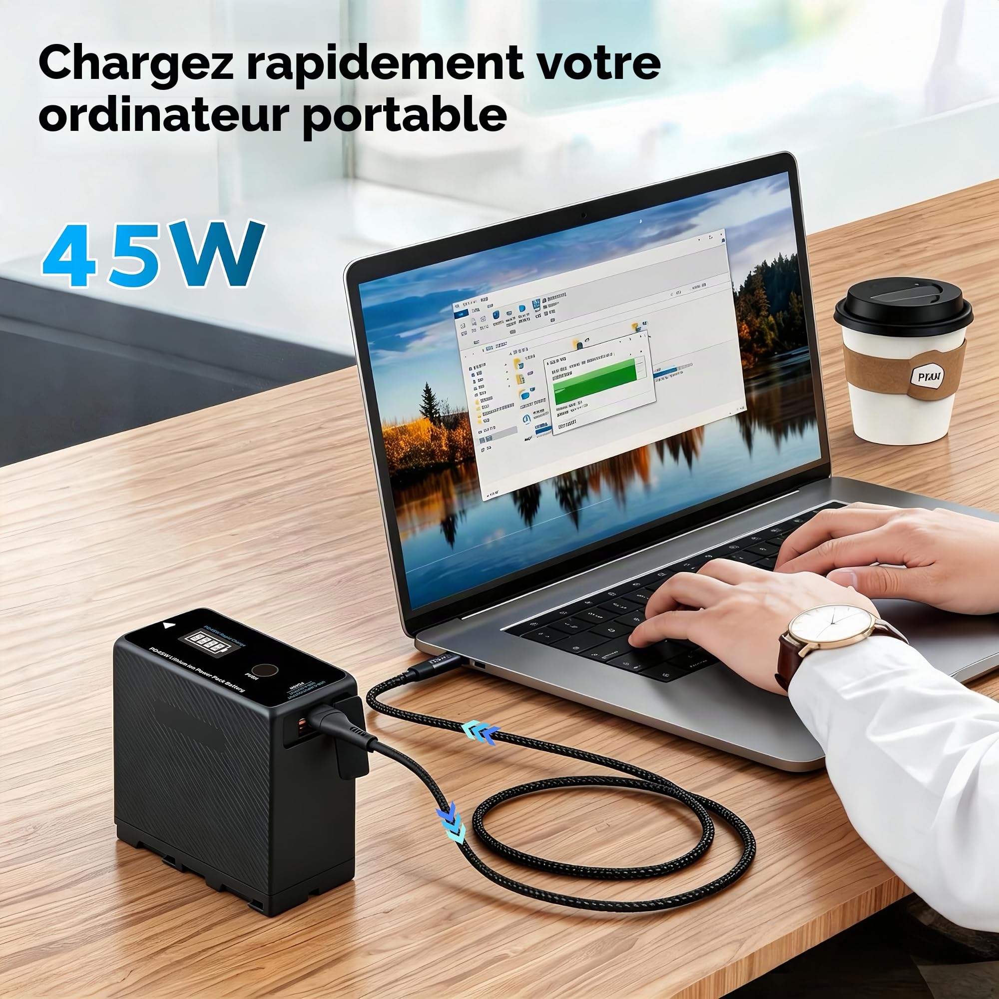 Batterie 10500 mAh PD 45 W USB-C NP-F pour Sony NP-F970 NP-F570 NP-F750 NP-F770 NP-F930 NP-F950 NP-F960 F750 F550 pour appareil photo, caméscope, moniteur, lumière vidéo LED