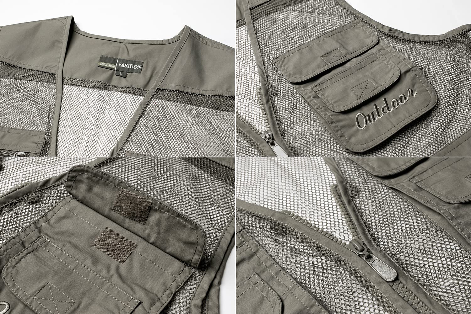 Uomo Gilet ad Asciugatura Rapida da Caccia Campeggio Traspirante Gilet da Pesca Multi-Tasca Giubbino da Pesca Leggero Estate Gilet da Fotografia Lavoro
