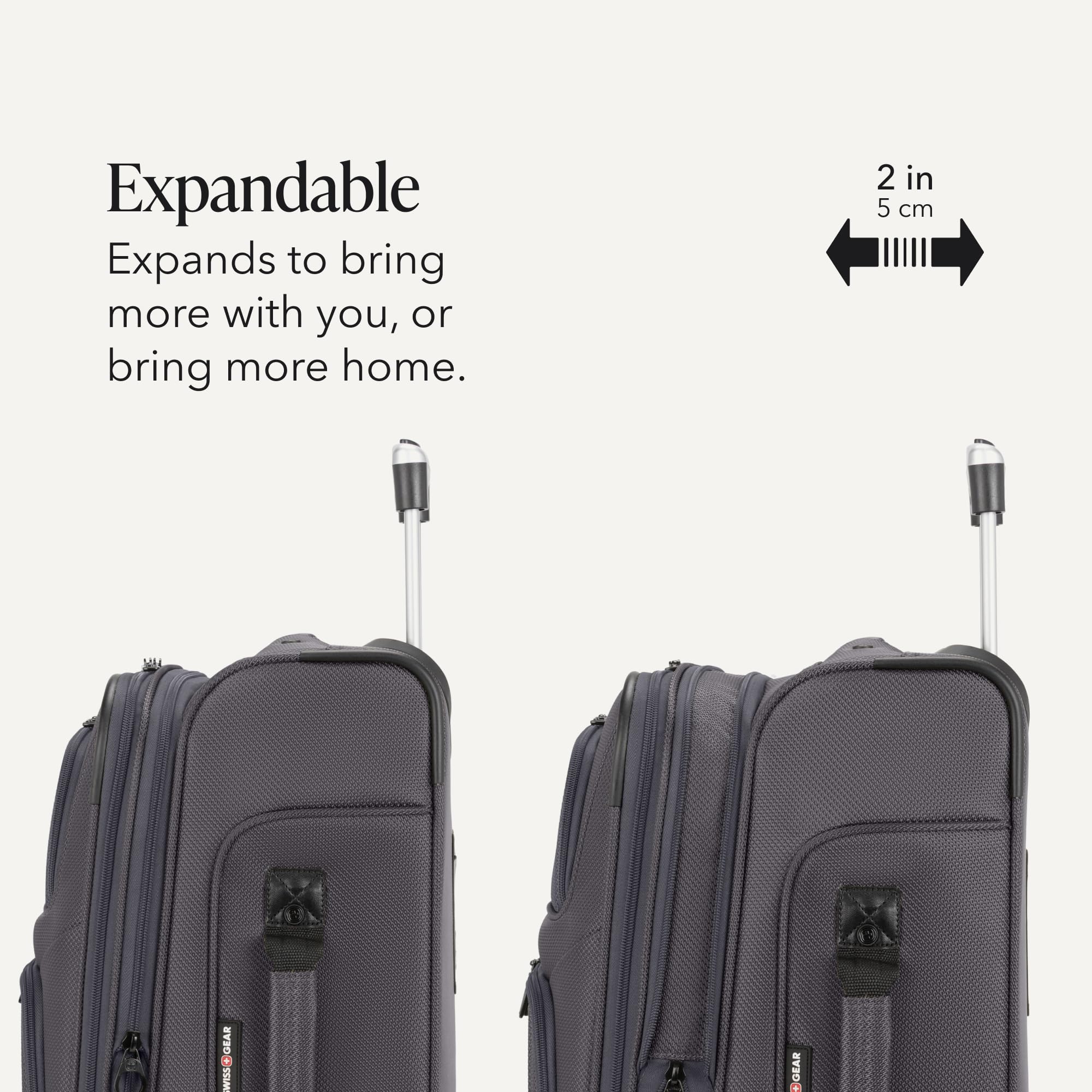 SWISSGEAR Sion 2-Piece Travel Set, Softside Expandable Carry-On Spinner Bundled with 1900 ScanSmart 17" Laptop Backpack with RFID Blocking & Tech Organization, Dark Grey view 8