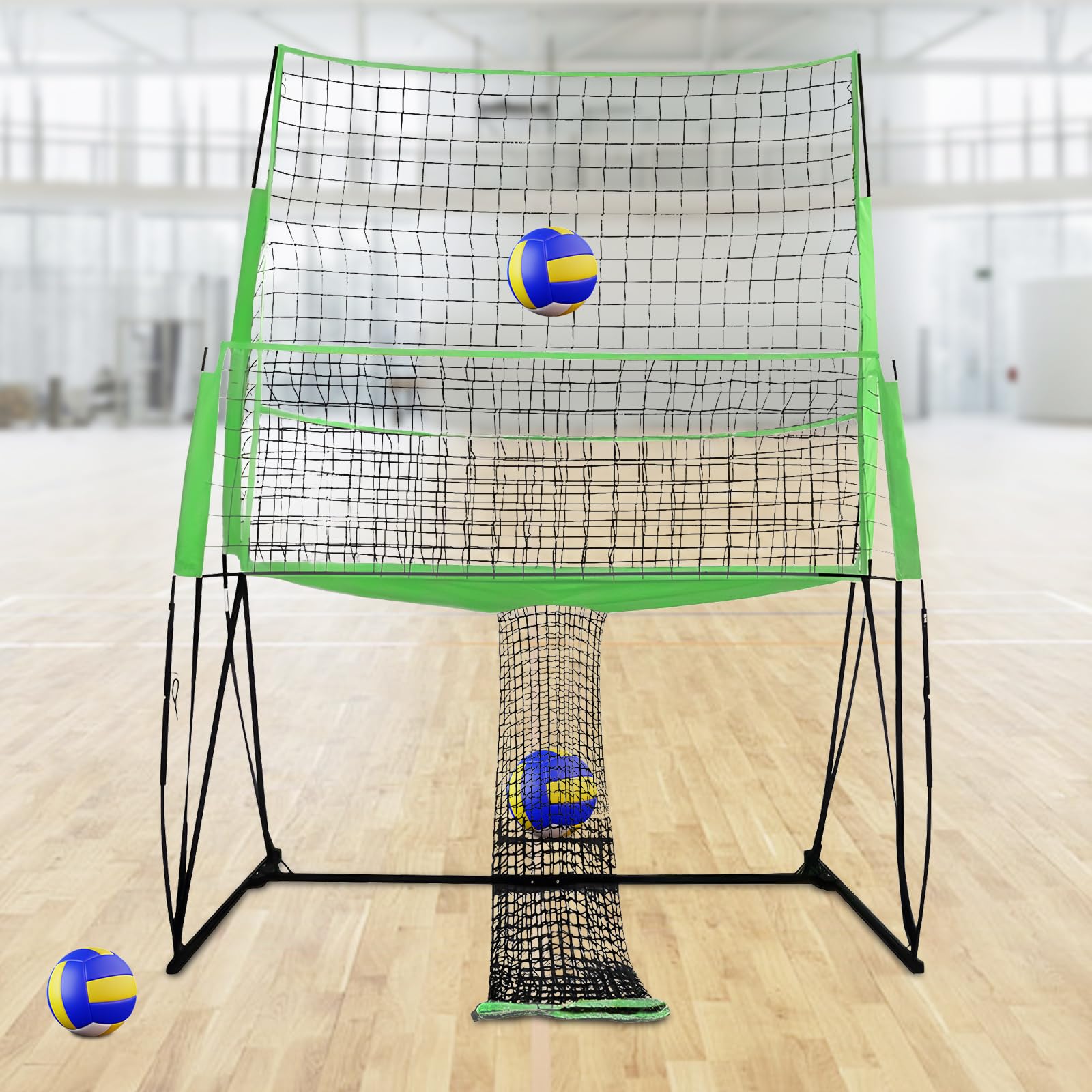 Rete da pallavolo, sistema di allenamento 2 in 1, rete da pallavolo portatile 3 in 1 con borsa per il trasporto, rimbalzo regolabile in altezza, per interni ed esterni, rete bersaglio per servire