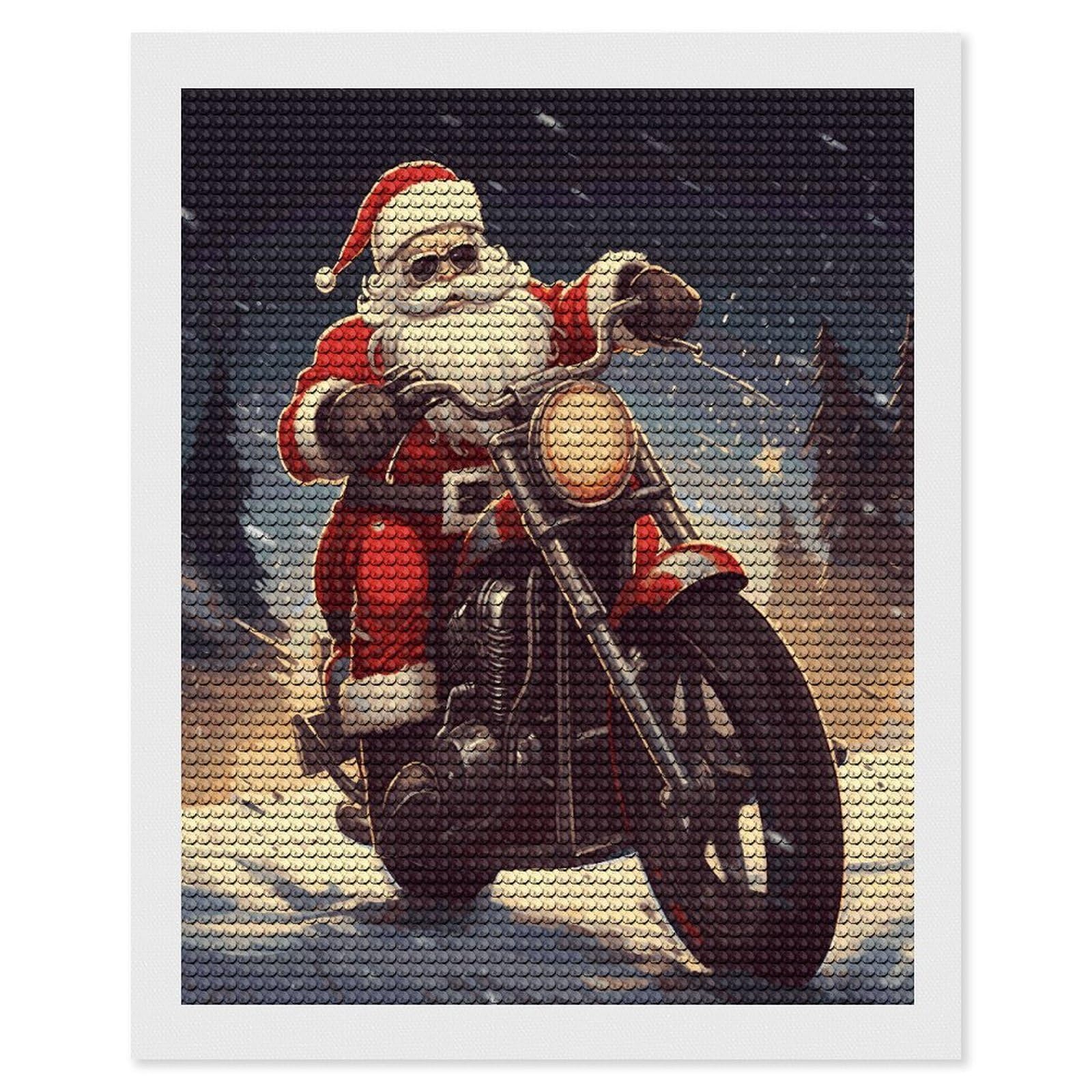 LDGSUPH Santa Claus Biker Riding Diamond Painting Kits for Adults Paint with Diamond Pictures Art DIY Full Drill Diamond Dots Painting Personalized Diamond Photo for Home Wall Decor Gift 16"x20"