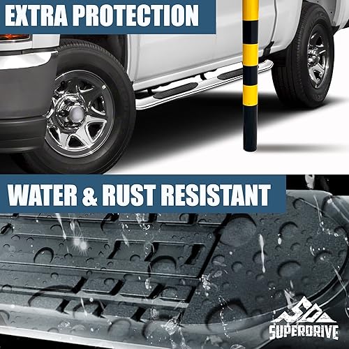 Miniatura 8 de SUPERDRIVE Estribos ovalados curvados de 5 pulgadas compatibles con Ford F250 F350 F450 F550 HD SD SuperExtended Cab acabado cromado pulido barras