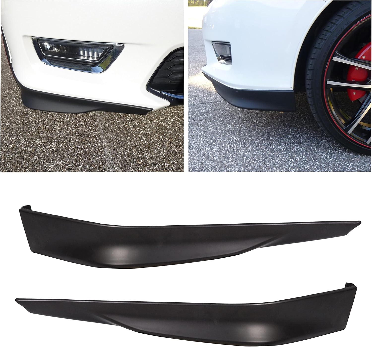 ECOTRIC Front Bumper Spoiler Lip Compatible with 2013-2015 Honda Accord 4 Door Sedan All Trims PP Underbody Splitter 2PCs HFP Style