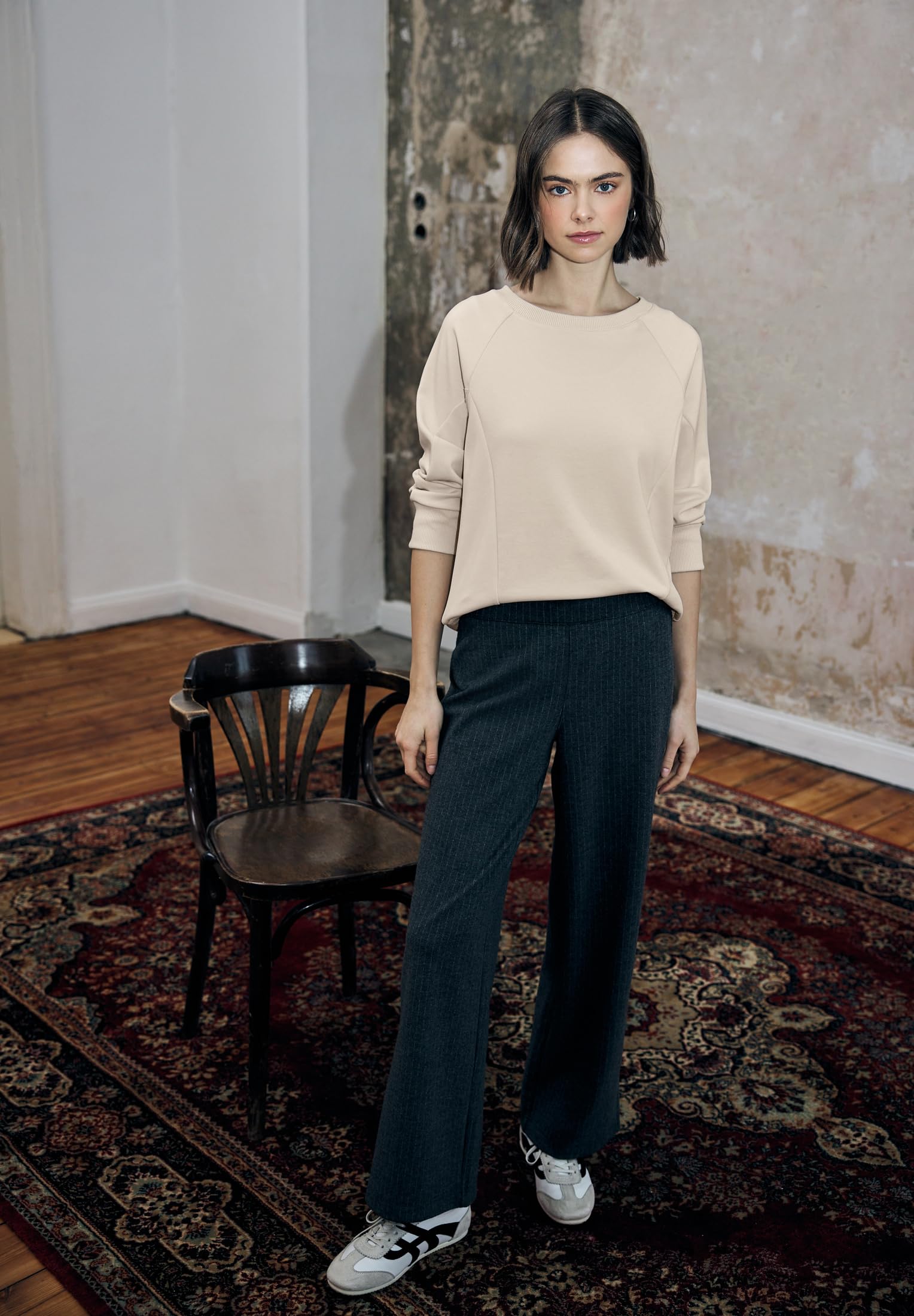 Damen Softes Shirt mit Rippdetails