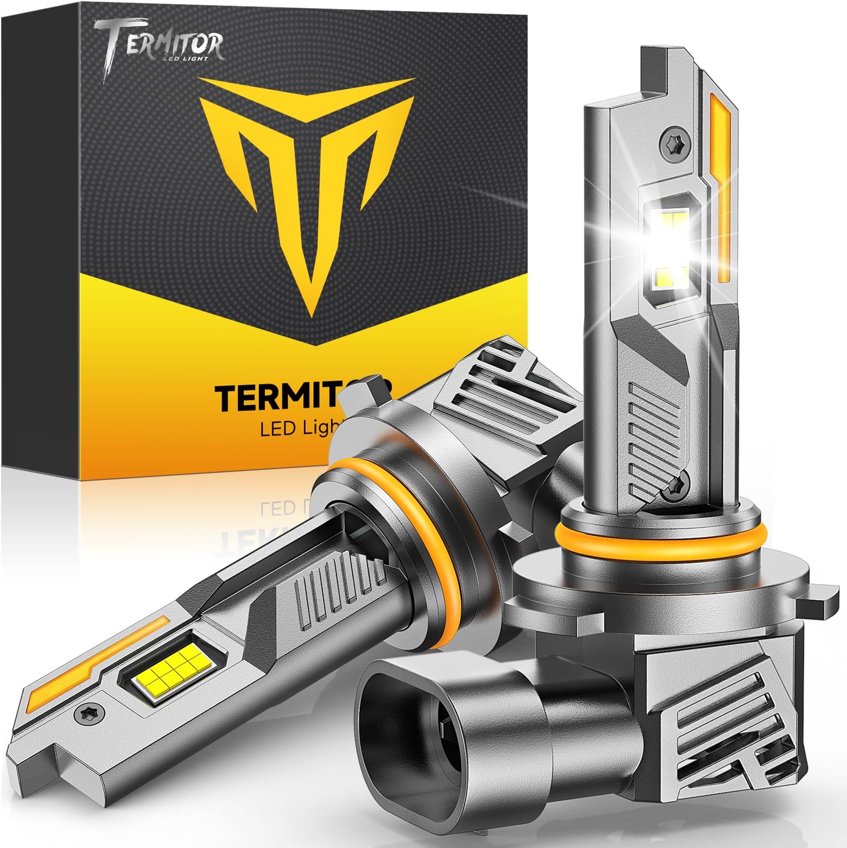 Termitor9012/HIR2 Light Bulbs, 36000LM 800% Brighter 9012 Fog Bulb, 6500K Cool White, 1:1 Mini Size Wireless Halogen Replacement, Plug & Play, Pack of 2