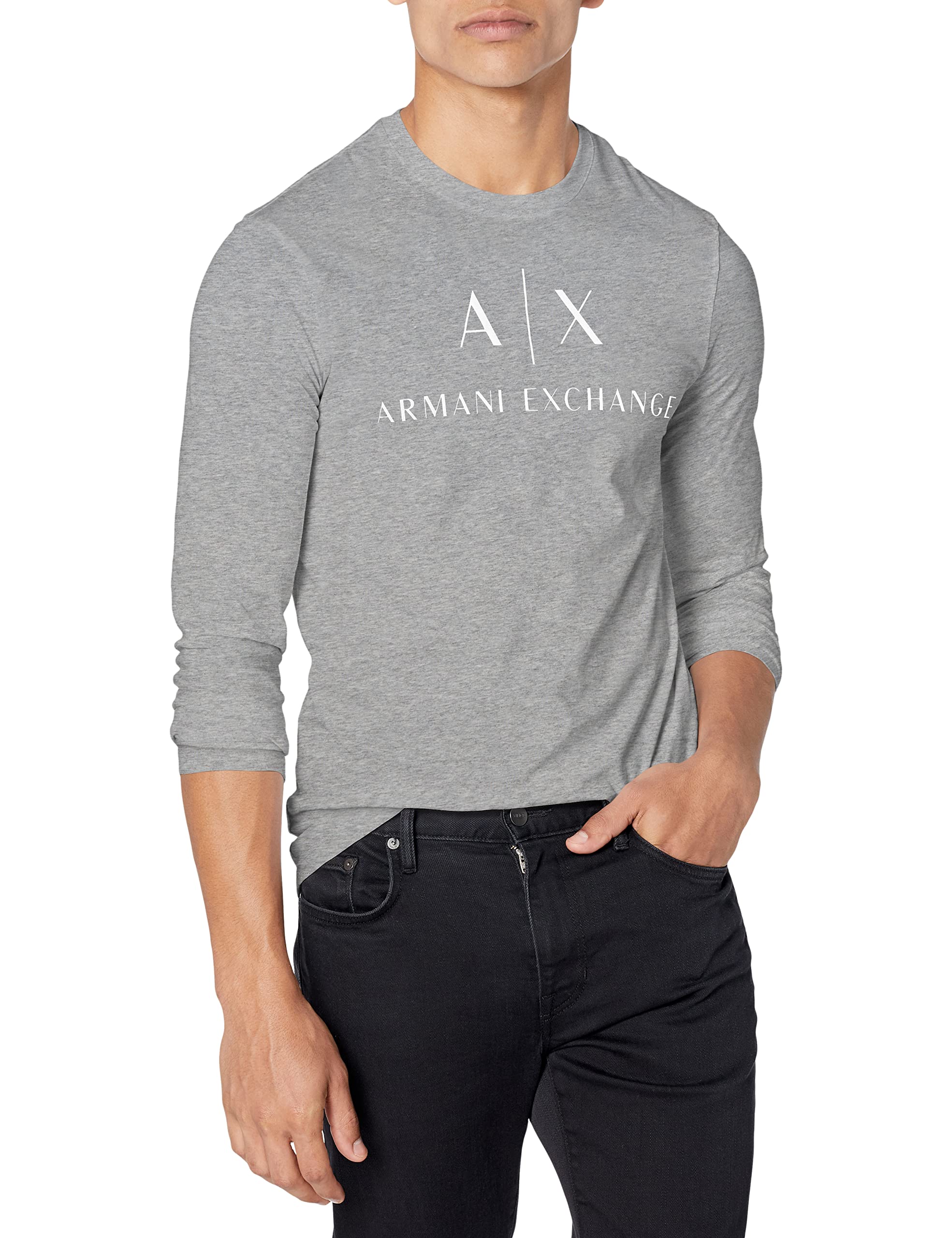 A|X ARMANI EXCHANGE Men's Long Sleeve Logo Crewneck T-Shirt
