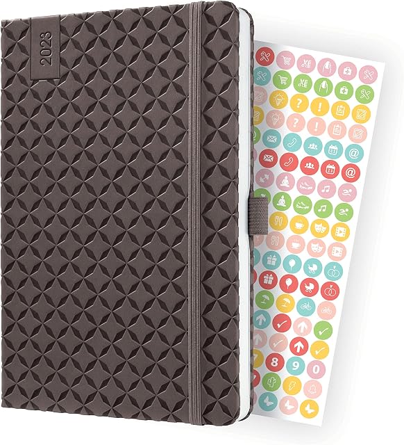 SIGEL J3123 Jolie Weekly diary 2023 - hardcover - 13,5 x 20,3 cm - 174 pages - brown