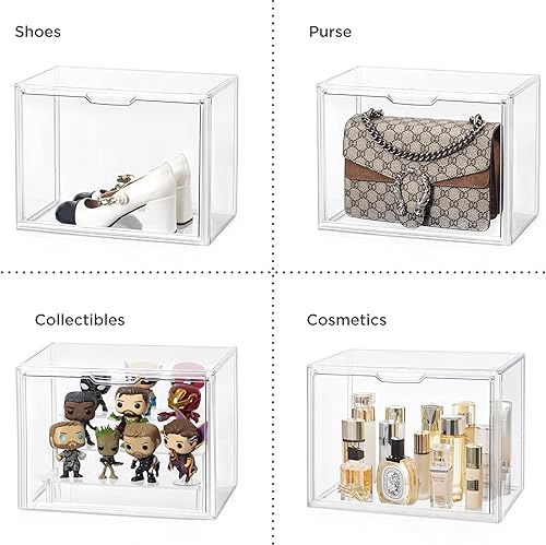 Miniatura 4 de HBlife Paquete de 8 organizadores de almacenamiento transparentes para armario, organizador de acrílico apilable con puerta magnética, caja de