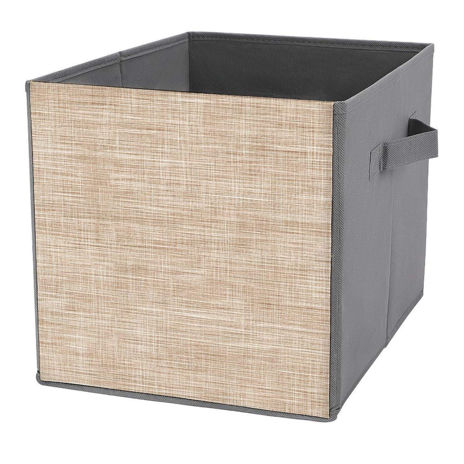 Jubonexis Coarse Fiber Pattern Minimal Cube Storage Bins Storage Cubes Foldable Decorative Fabric Storage Baskets Home Organizers with Handles for Shelves,Closet, 27x27 CM