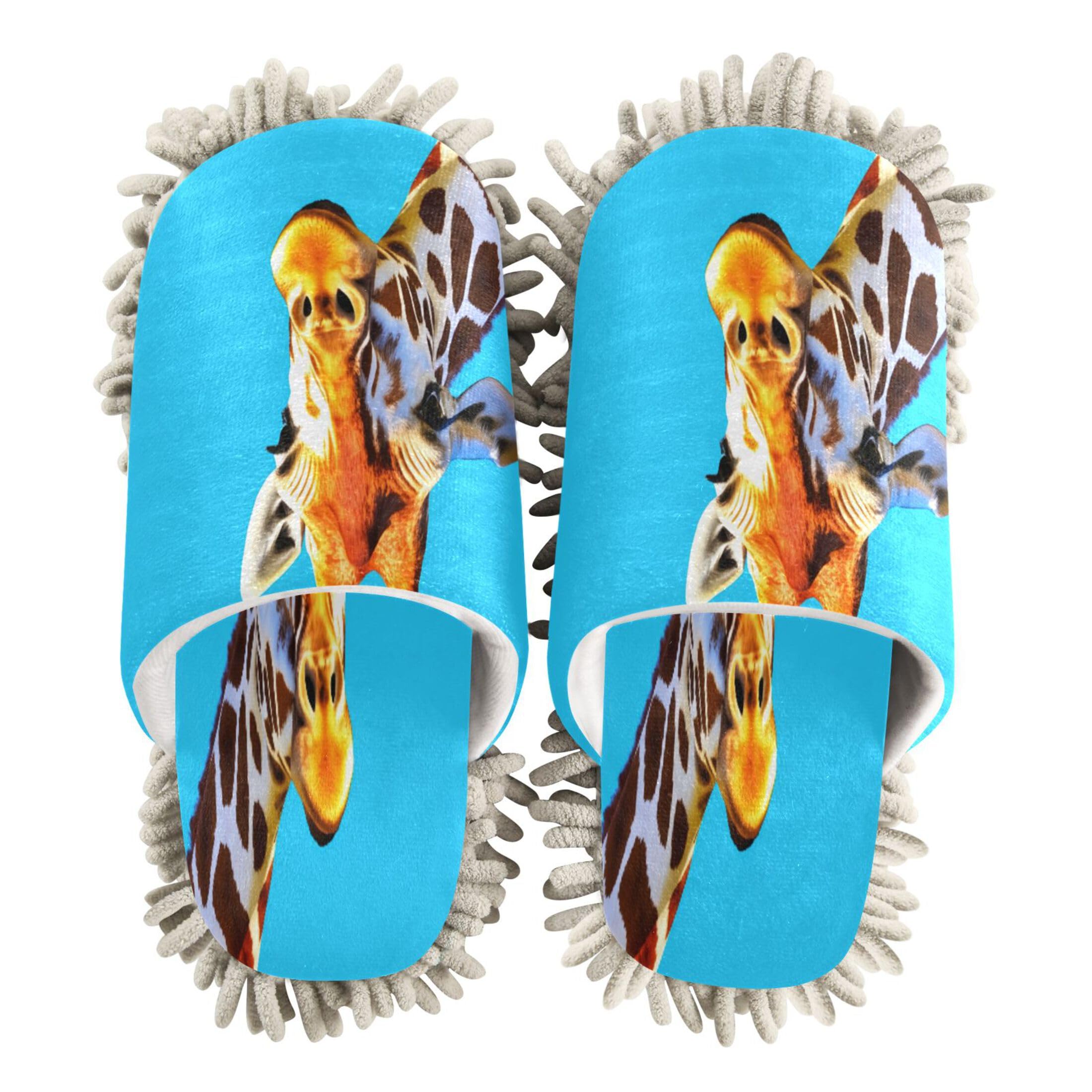 Kigai Giraffe Mop Slippers for Floor Cleaning, Slippers for Women Men, Microfiber Floor Cleaning, L
