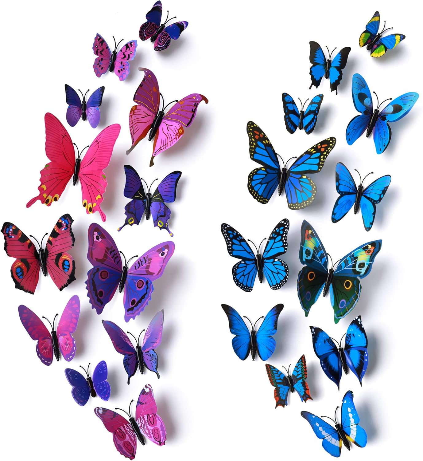 24pcs 3D Vivid Special Man-Made Lively Butterfly Wall Stickers Removable Butterflies Wall Decals 3D Nursery Art Decor for Kids Girls Bedroom Living Room Classroom Party Decoration Brown