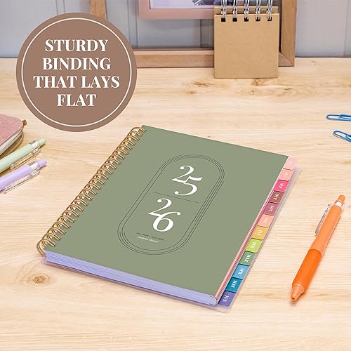 Miniatura 7 de Riley's - Calendario escolar de 18 meses para 2024-2025, agenda mensual y semanal para estudiantes, páginas de notas, encuadernación de doble anillo