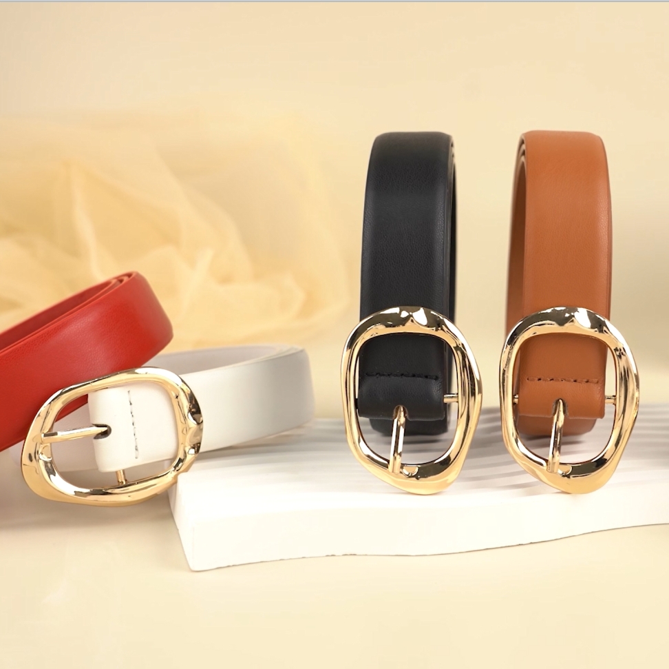 Genuine Leather Belt with Gold Metal Buckle Casual Fashion Belt for Jeans Mens Casual Genuine Leather Belt with Gold Buckle 1.5 main image 2