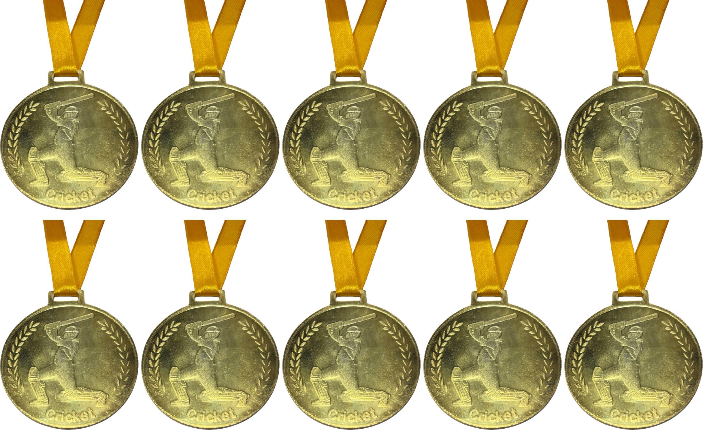 Owlix 2.5-Inch Cricket Medals with Yellow Strip - Pack of 10 for Sports Events-picture-24
