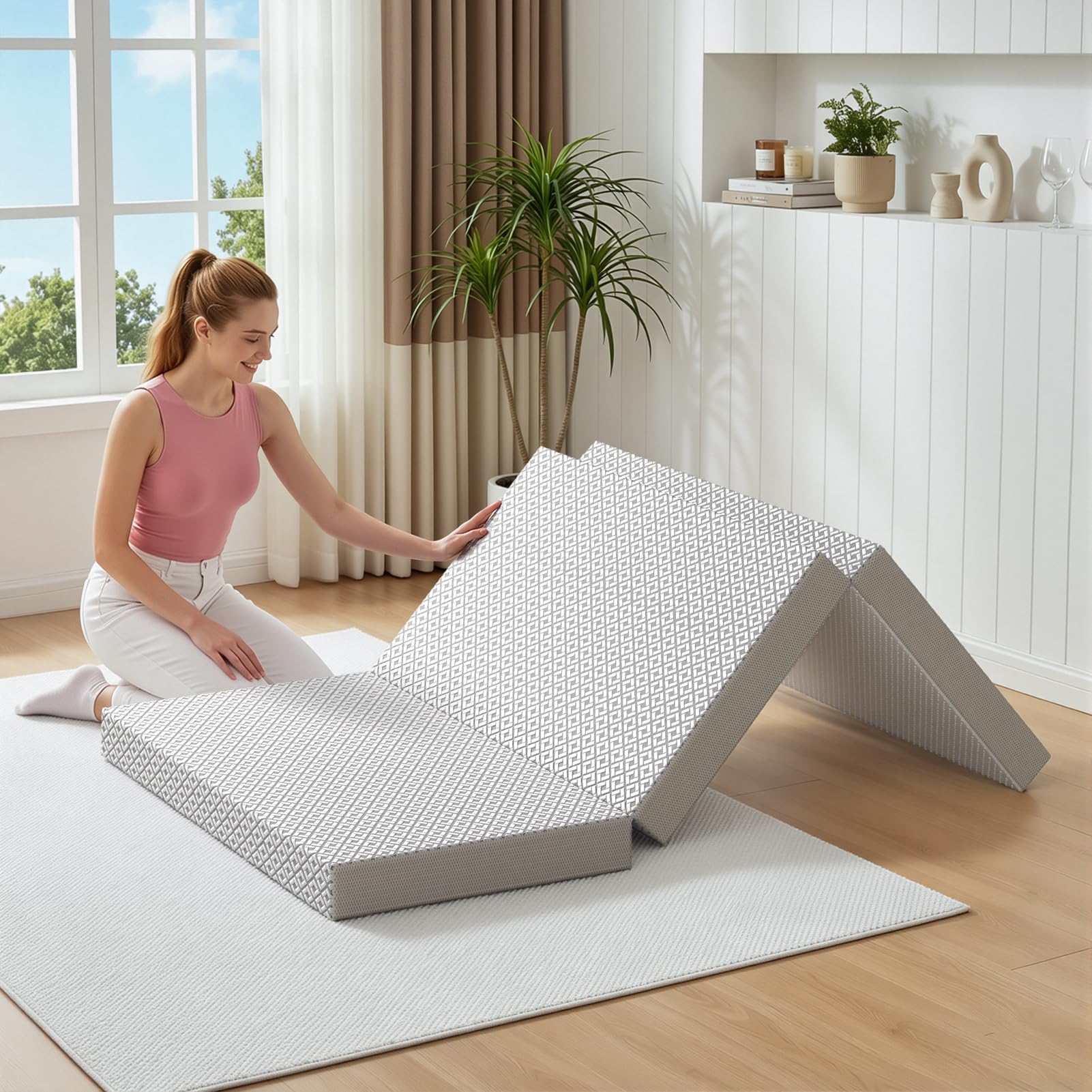 Warmiehomy Small Double Tri-Fold Mattress Memory Foam Foldable Portable Pad — image 1